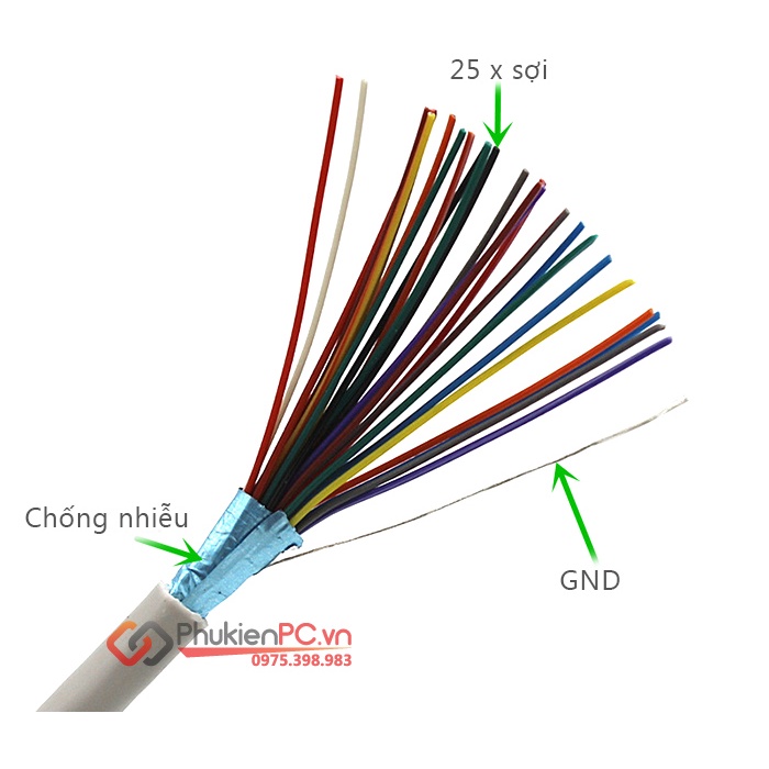 Dây cáp COM DB25 Male to DB25 Male  dài 1.5m 3m 5 mét, dùng cho máy công nghiệp, thiết bị điện tử, máy in