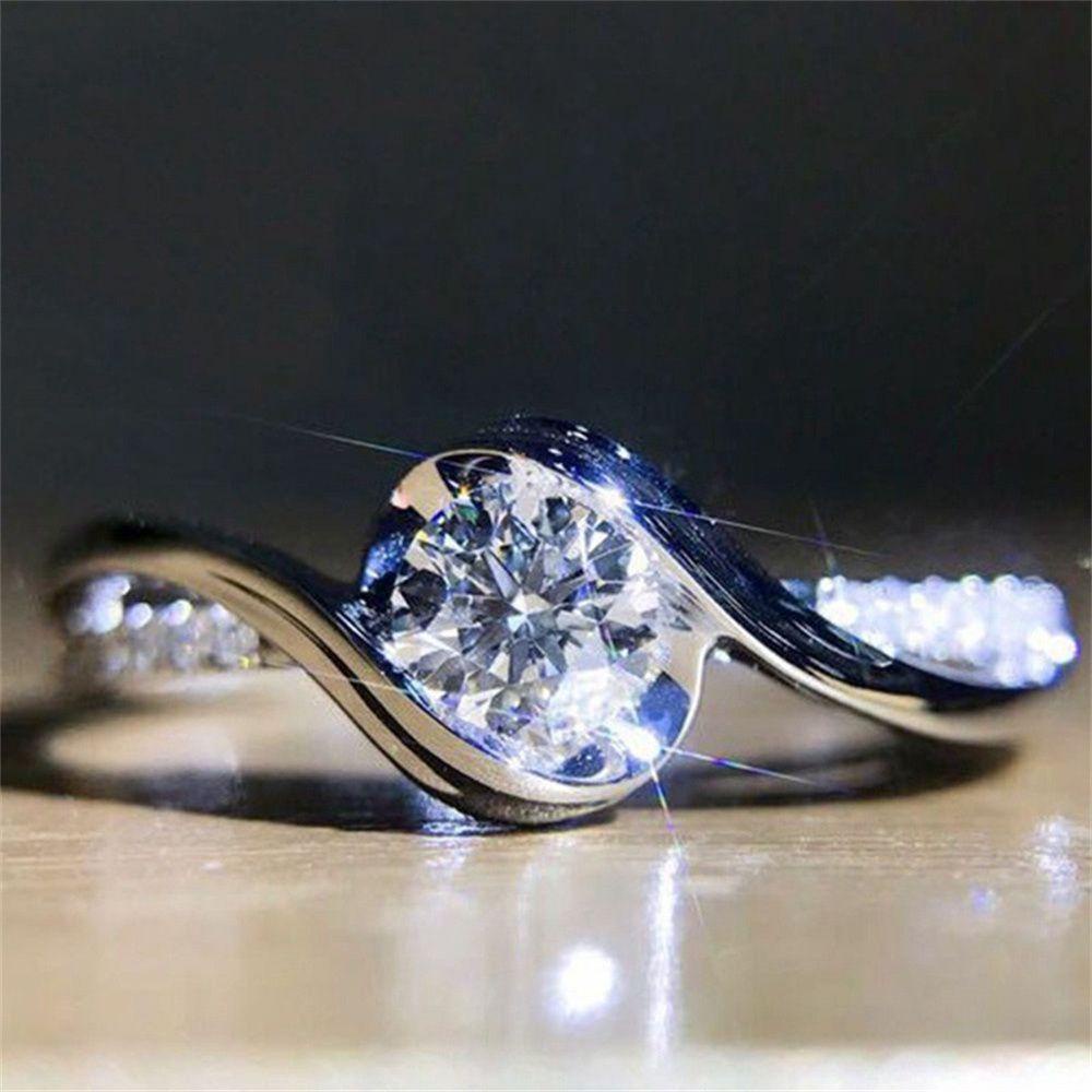ROSE Nhẫn Cưới Đính Đá Sapphire Trắng Size 6-10