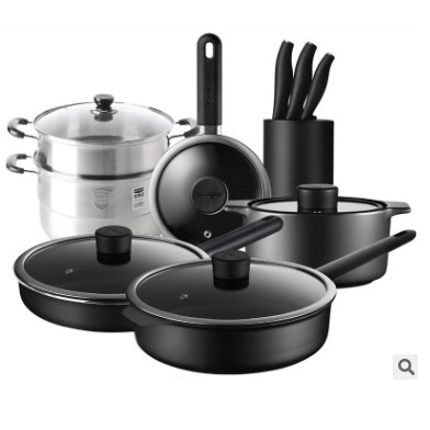 Bộ nồi chảo dao chống dính màu đen mù cao cấp chất lượng tốt (HÀNG ORDER)