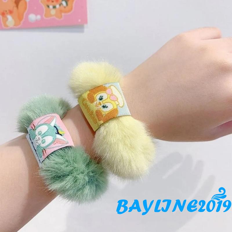 Dây buộc tóc lông xù thêu họa tiết nhân vật hoạt hình dễ thương cho nữ