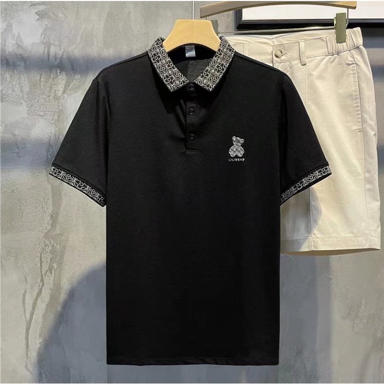 Áo Thun polo Ngắn Tay Thêu Hình Gấu Độc Đáo Phong Cách Hàn Quốc Thời Trang Mùa Hè Mới Cho Nam