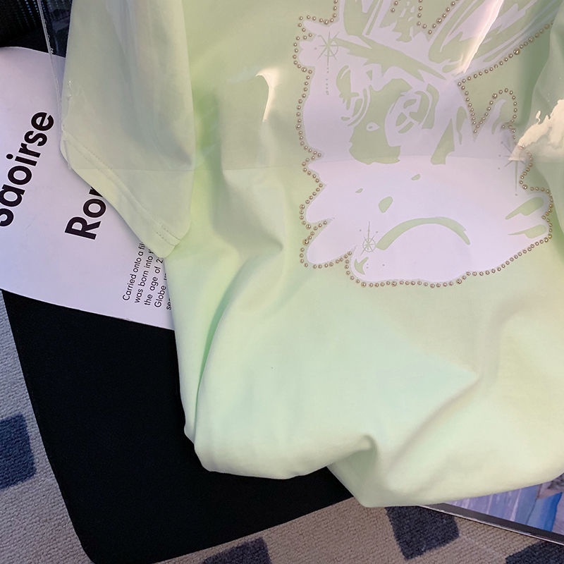 Áo Thun Ngắn Tay In Hình Thỏ Dễ Thương Phong Cách Hàn Quốc Cho Nữ