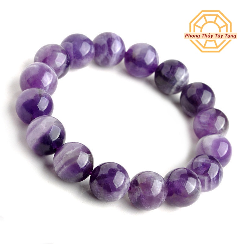 Vòng tay phong thủy màu tím may mắn sang trọng nữ mệnh Hỏa Thổ size 6 8 10li tặng hộp gỗ cao cấp - Phong Thủy Tây Tạng