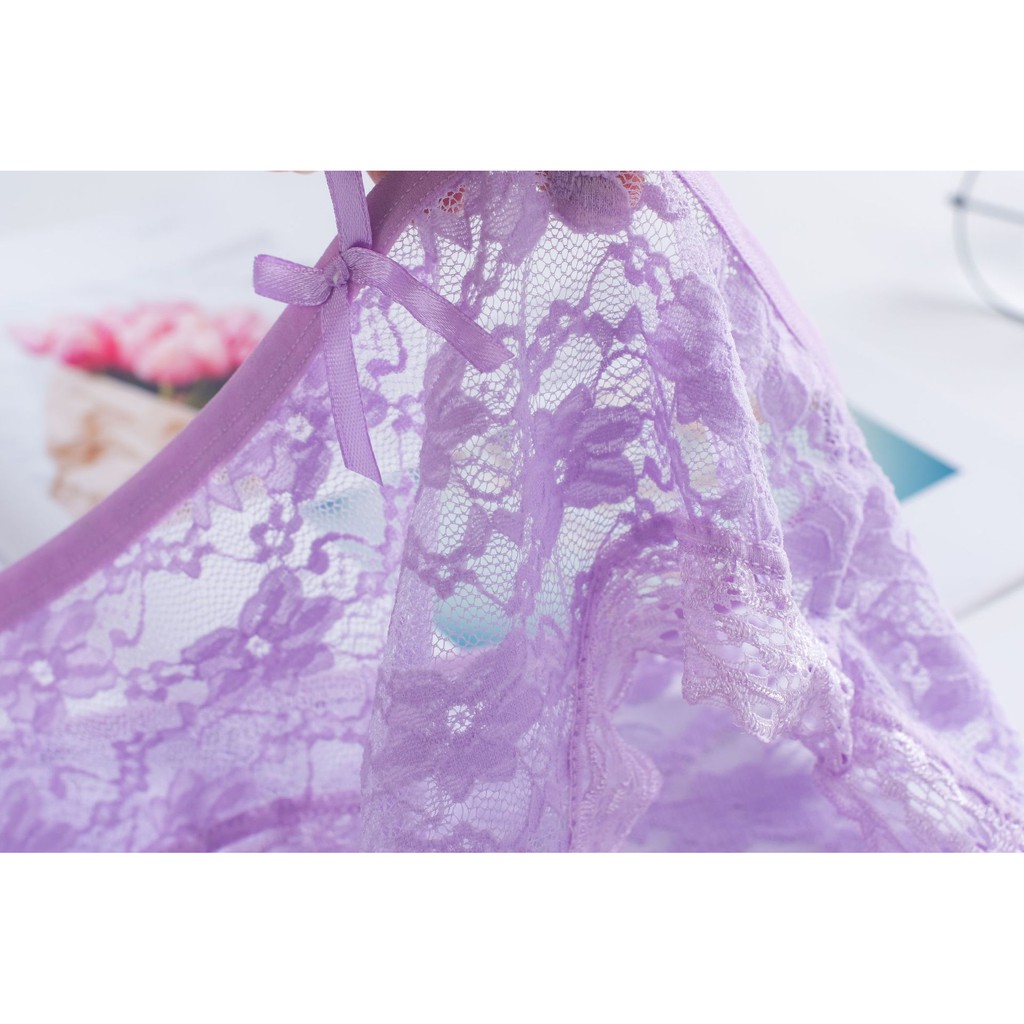 5 Quần Lót Ren Đính Hoa Nơ Cao Cấp , Quần Lót Ren Nữ Xinh Xắn Shop YUNA