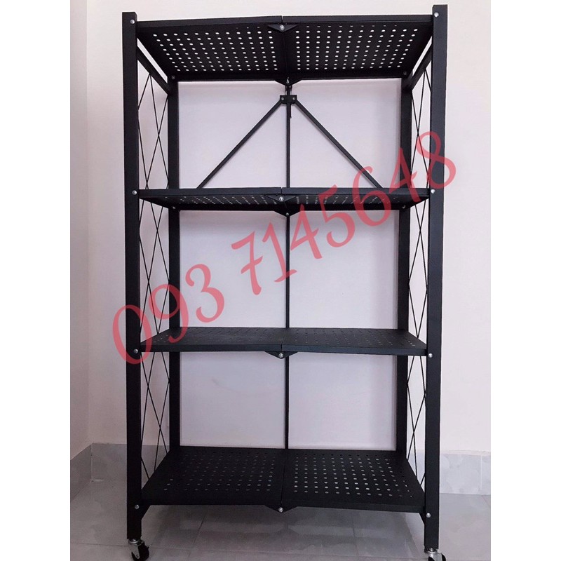 Kệ sắt xếp gọn thông minh 4 tầng có bánh xe