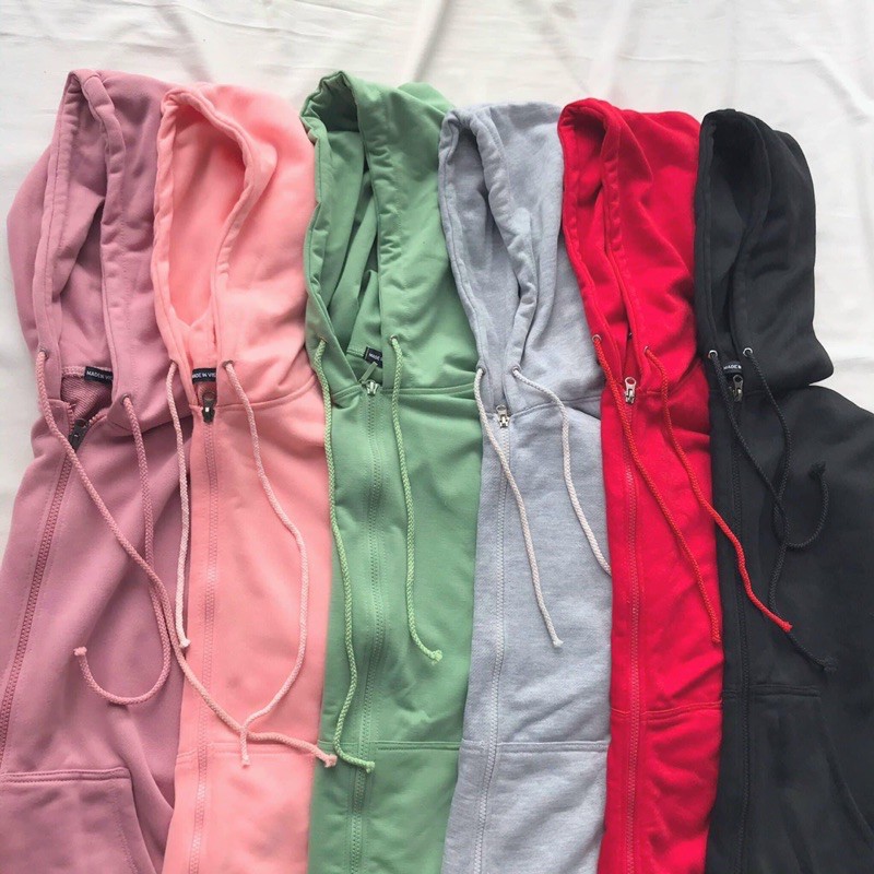 Áo Hoodie Zip Trơn Tay Dài Túi Bụng Ảnh+Clip Thật NoBrandNỉ chân cua