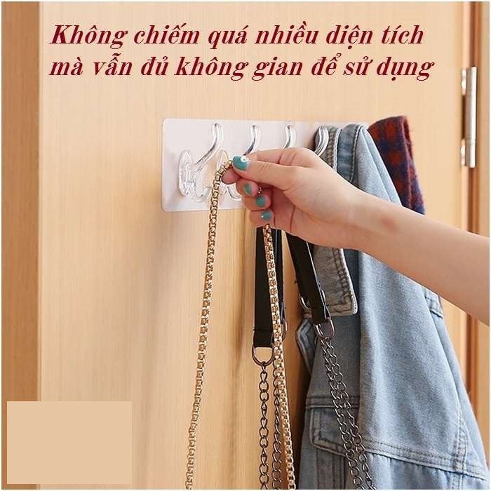 Thanh Treo 6 Móc Dán Tường 6 Nhánh Siêu Dính Trong Suốt 00992