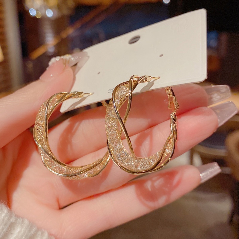 Bông Tai Mạ BạC 925 DạNg XoắN ĐíNh Đá