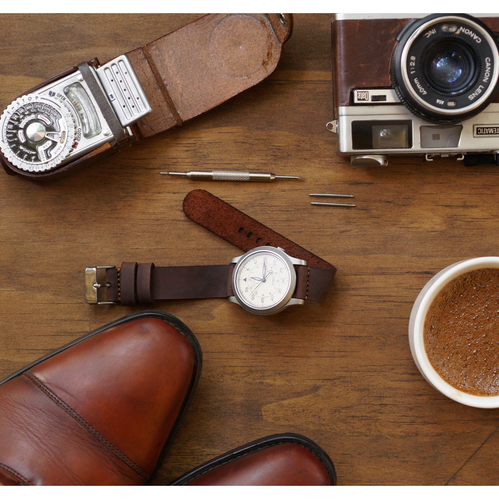 Dây Đồng Hồ Da Thật RAM Leather Simple 1 Da Bò Sáp Nâu Đất Kiểu Thanh Lịch Bền Đẹp