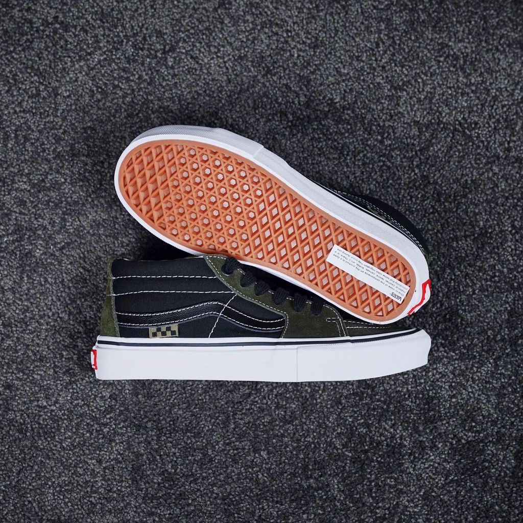 Giày Trượt Ván Chuyên Nghiệp VANS SKATE GROSSO MID PRO Midnight Màu Xanh Lá Phong Cách Retro Đường Phố 1692