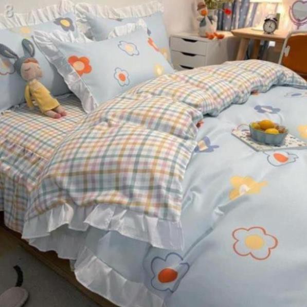 ⊙in Bộ váy 4 mảnh Hàn Quốc kiểu công chúa thân thiện với da khăn trải giường ba mảnh