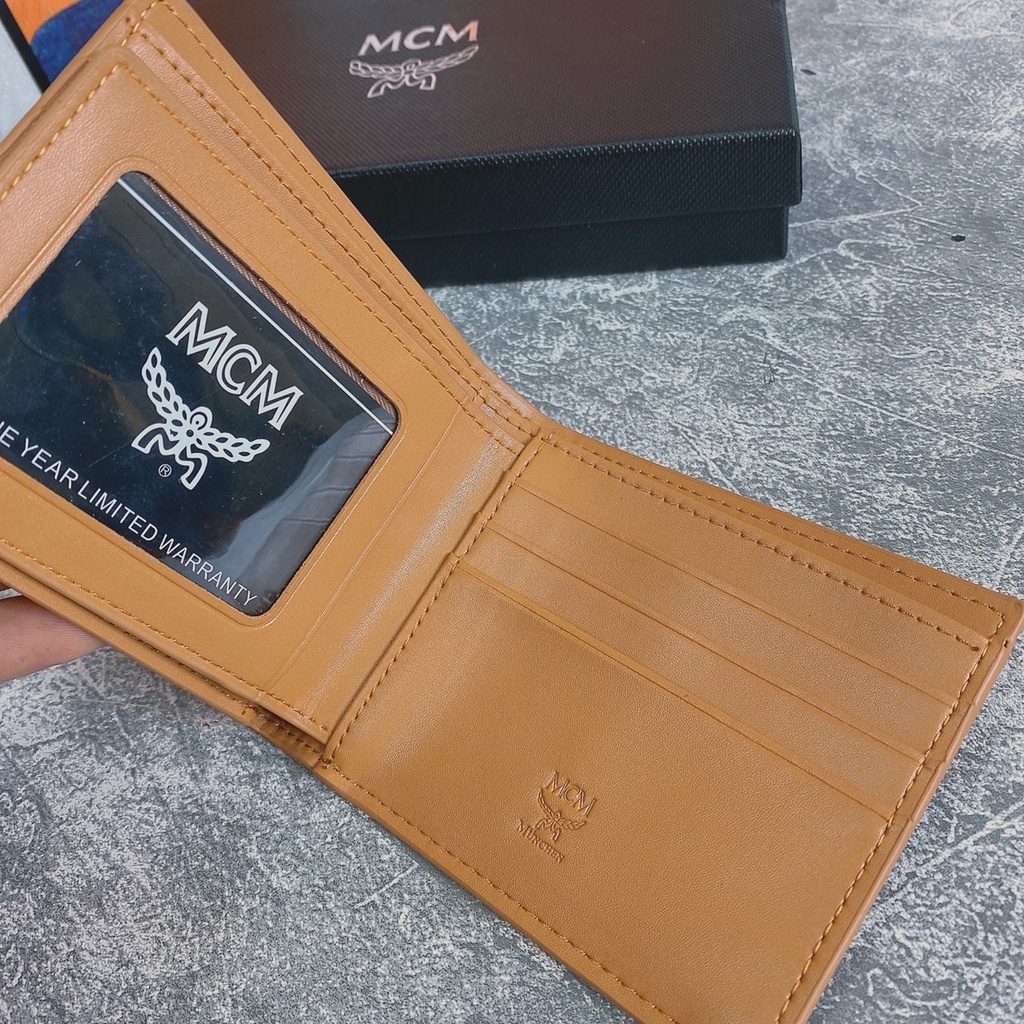Ví khóa dài ngắn MCM nâu họa tiết logo LA 2022 fullbox