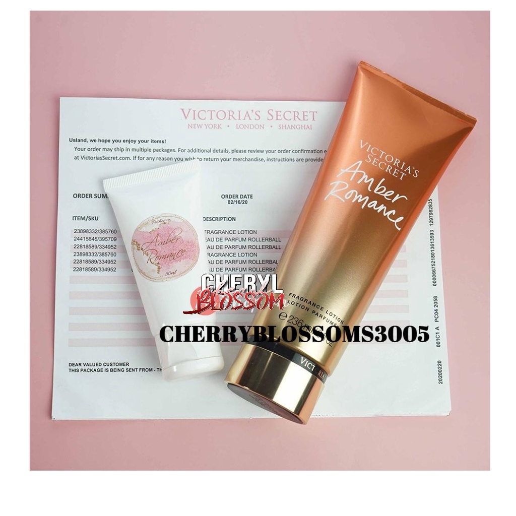 ❤️ [ Bill Mỹ] Dưỡng thể nước hoa Victoria Secret Amber Romance Fragrance Lotion 236ml