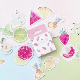 Hộp 45 Nhãn dán sticker Hoa quả trang trí sổ tay bullet journal M053