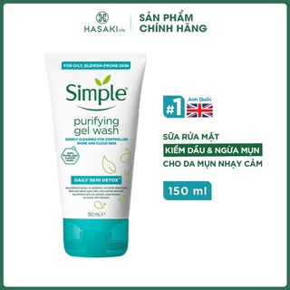 Sữa Rửa Mặt Simple Kiềm Dầu, Ngừa Mụn Cho Da Mụn 150ml - Hasaki