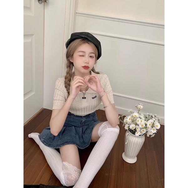Áo polo croptop len mỏng | BigBuy360 - bigbuy360.vn