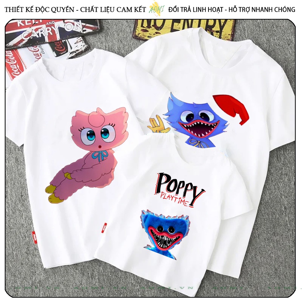 ÁO THUN HUGGY WUGGY HOT 2022 PHÔNG NAM NỮ GIA ĐÌNH CẶP ĐÔI CÓ SIZE TRẺ EM CHO BÉ TRAI GÁI AOMIVN