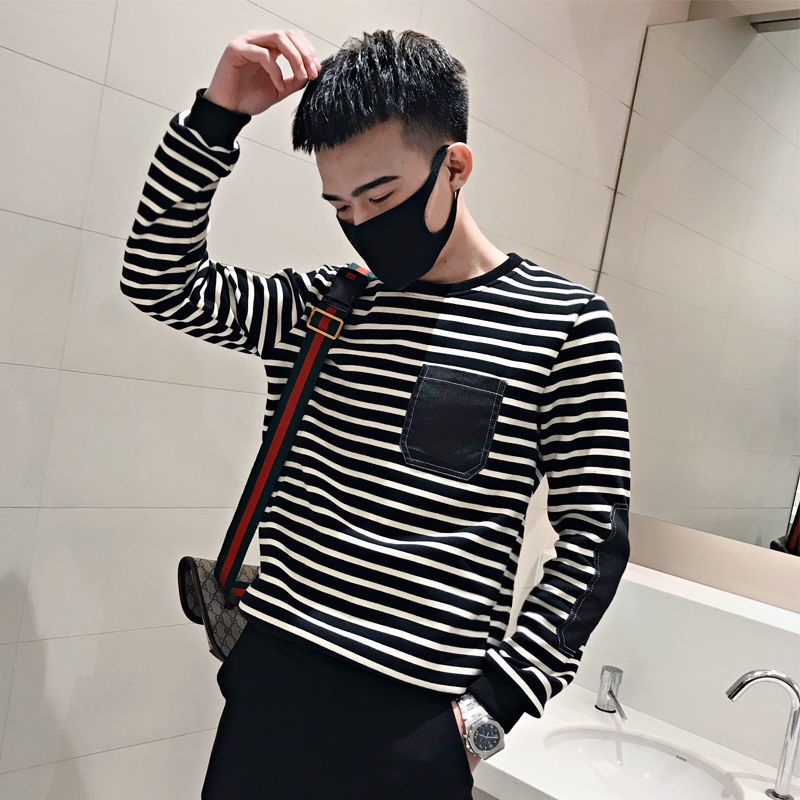 ✾❣Áo Sweater tay dài kẻ sọc thời trang xuân thu cho nam 2021