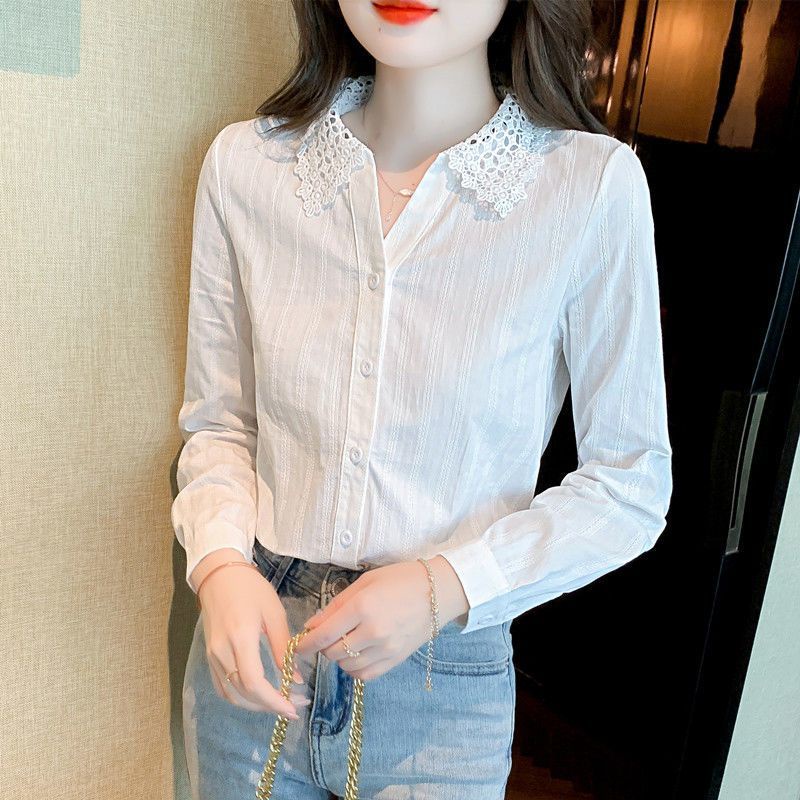 áo croptop áo sơ mi áo sơ mi tay ngắn áo kiểu nữ Áo Sơ Mi Cotton Nguyên Chất Phong Cách Phương Tây Thời Trang Mùa Thu 2022 Cho Nữ