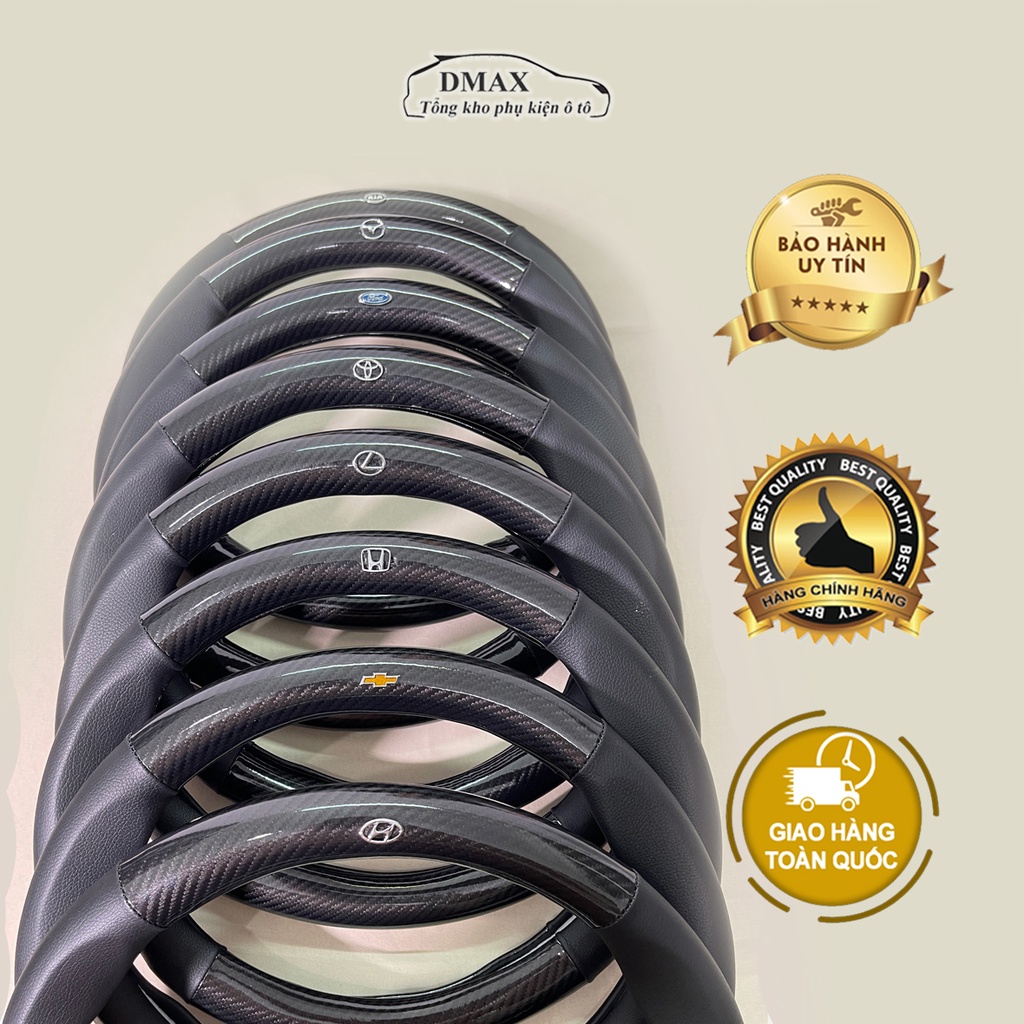 Bọc vô lăng carbon, bọc vô lăng ô tô logo các hãng bảo vệ vô lăng chống trơn trượt khi lái xe