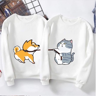 Áo đôi chó mèo tay dài, áo thun dài tay cute