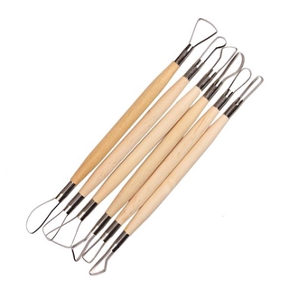 6 Dụng cụ điêu khắc đất sét cán gỗ 8 inch