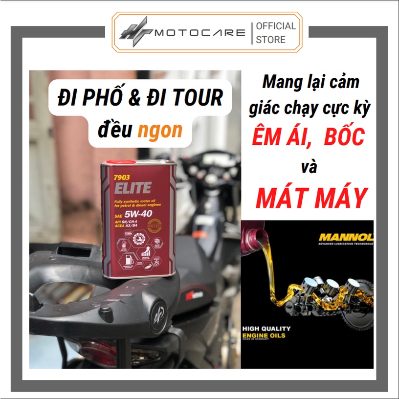 Dầu nhớt ô tô, dầu nhớt xe máy MANNOL ELITE 7903 5W40 êm xe mát máy cực bốc , tặng súc động cơ SENFINECO HTMotocare