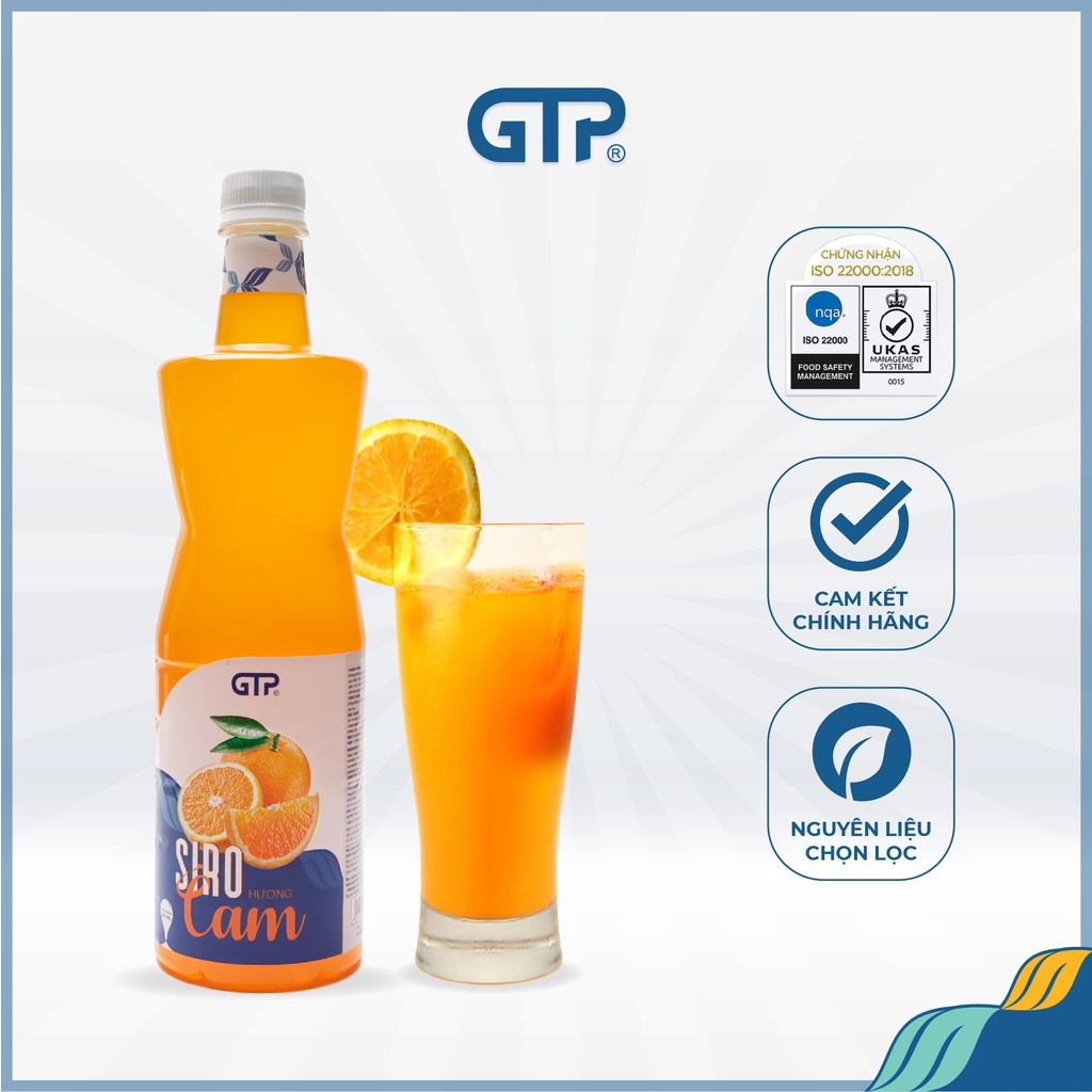 Siro Cam (930ml) GTP - nguyên liệu trà sữa pha chế trà trái cây, sô đa, cocktail