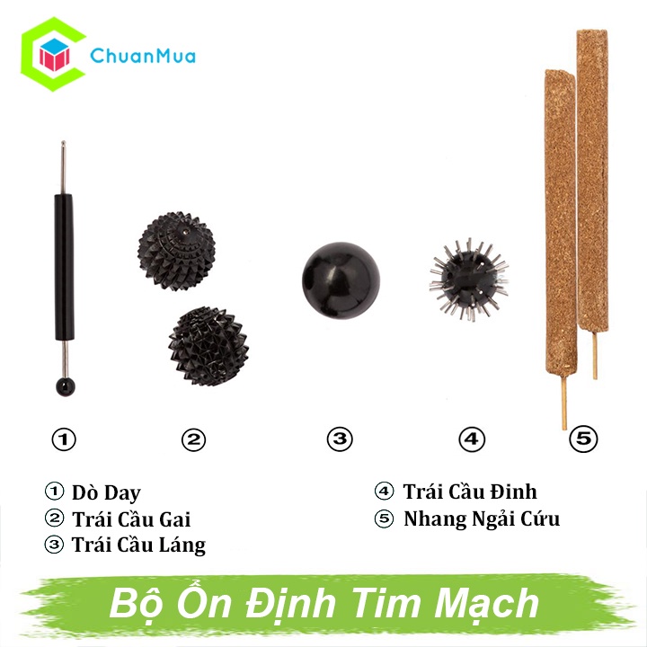 Combo 5 Dụng Cụ Diện Chẩn Bùi Quốc Châu ( Massage xoa bóp bấm huyệt, Điện Chấn Thư Giãn gân cốt,...)