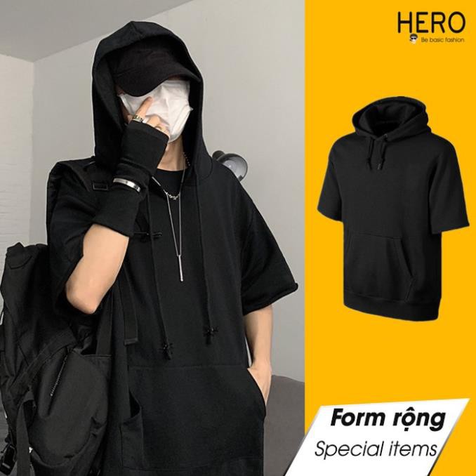 [Mẫu HOT] Áo Thun Hoodie Tay Ngắn Có Mũ Form Rộng Outfit Unisex Nam Nữ Phong Cách Năng Năng Động Cotton AP07 ◦