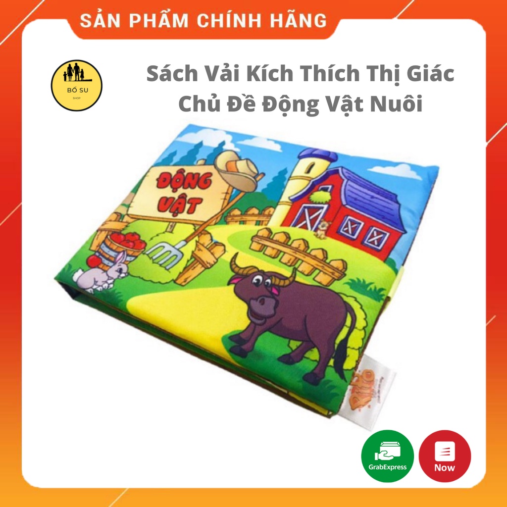 Sách vải cho bé 6 tháng 1 tuổi 2 tuổi pipo song ngữ chủ đề động vật hoa quả chữ cái 17x14cm Shop Bố Su