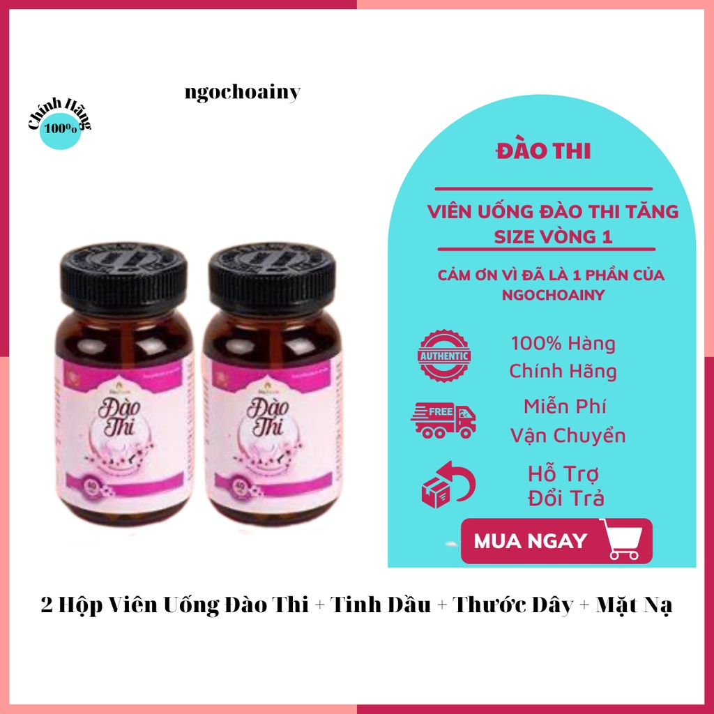 2 Hộp Viên Uống Đào Thi Tăng V1 + Tặng Tinh Dầu MaSa+ Thước Dây