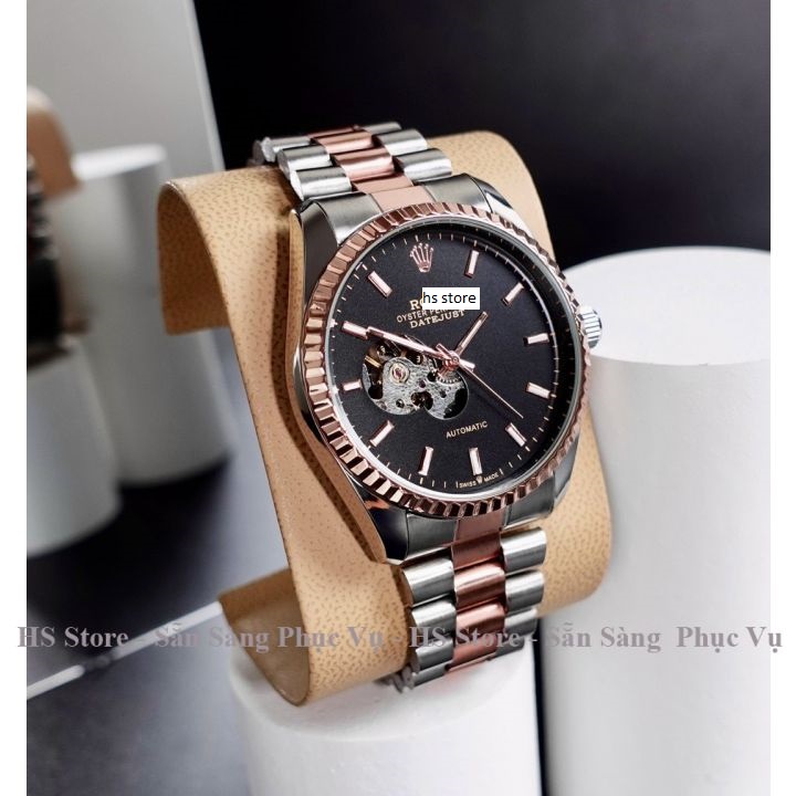 Đồng Hồ cơ automatic nam Rollex Oyster Pereptual Cao Cấp, dây thép không gỉ, cơ lộ máy đẹp giá rẻ