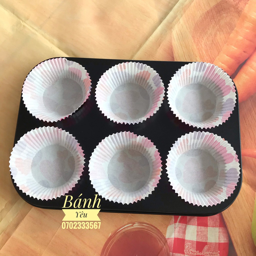 Khuôn Cupcake Nhôm 6 lỗ chống dính