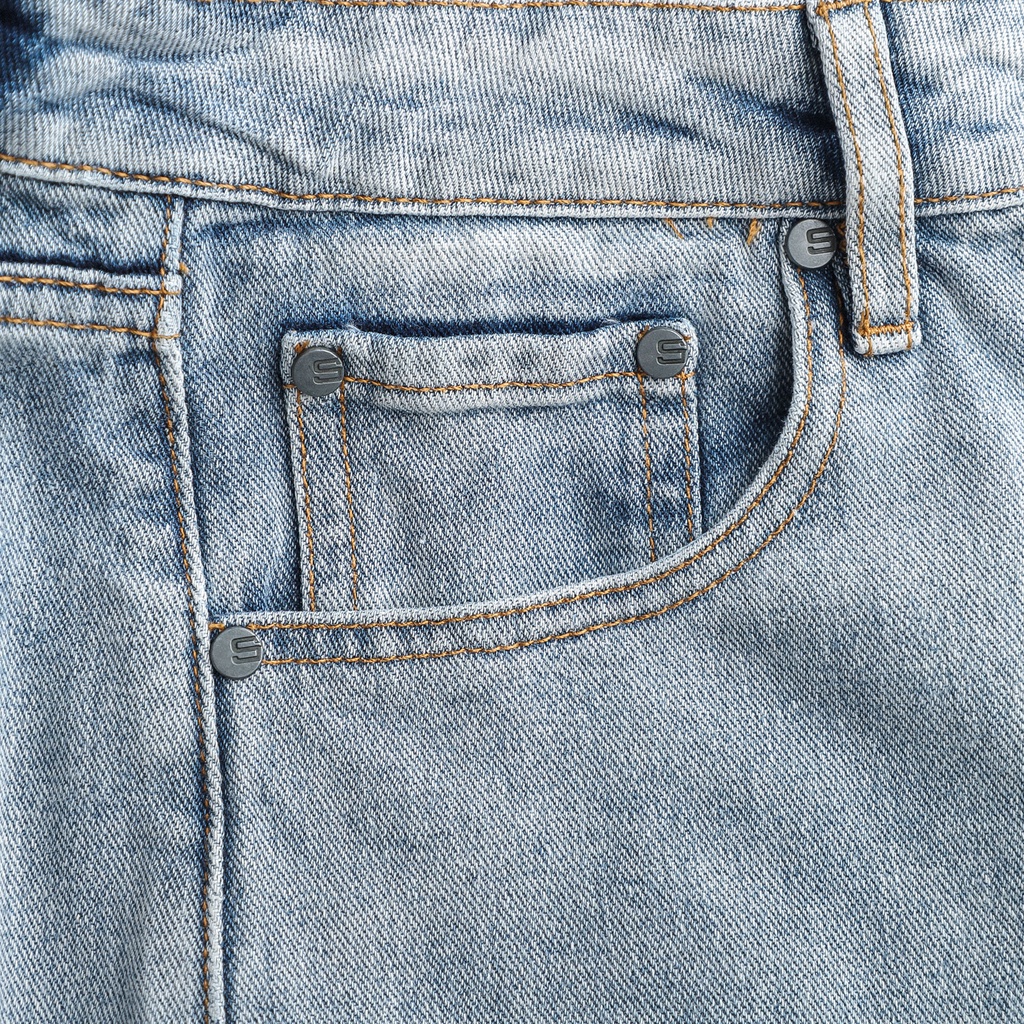 Quần Jean Nam SlimStraight Patch Pocket Blue , Chất Cotton Pha Spandex Thoải Mái , QJ003971 , SOMEHOW
