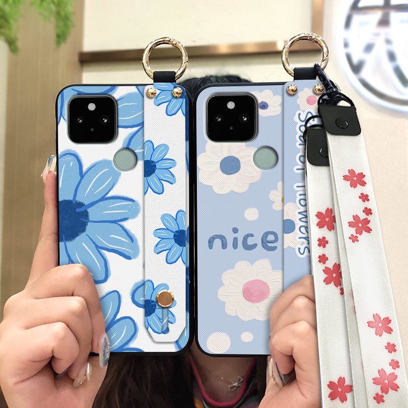 Anti-dust New Arrival Phone Case For Google Pixel 5 Soft sunflower Dirt-resistant Kickstand Lanyard Wristband