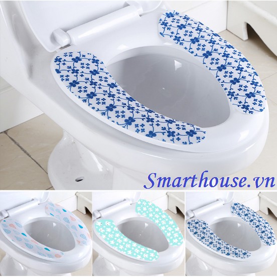 Miếng dán trang trí, giữ ấm bệt toilet có thể giặt