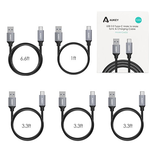 Bộ Cáp Sạc Type C Aukey CB-CMD2 Siêu Bền Tốc Độ 5Gbps - Hàng Chính Hãng