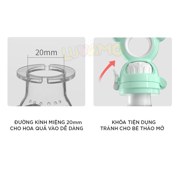 Túi nhai ăn dặm silicon chống hóc misuta cho bé tập ăn dặm  luvamo AD89