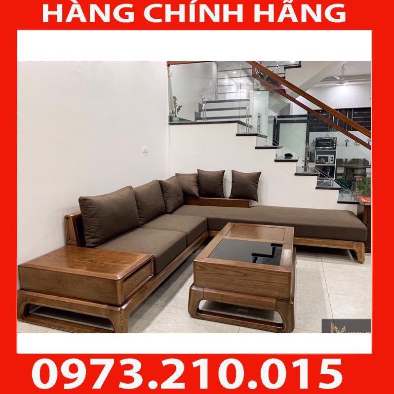 HÀNG CHÍNH HÃNG Ảnh thật sofa góc chân quỳ 2m8x2m bán chạy nhất gỗ sồi nga màu óc chó