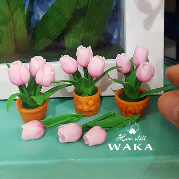 Mô Hình Chậu Tulip 5cm Mini Tỉ Lệ 1/12