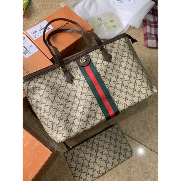 Túi công sở dáng tote size to kèm ví có khoá miệng size đại hình và clip thật