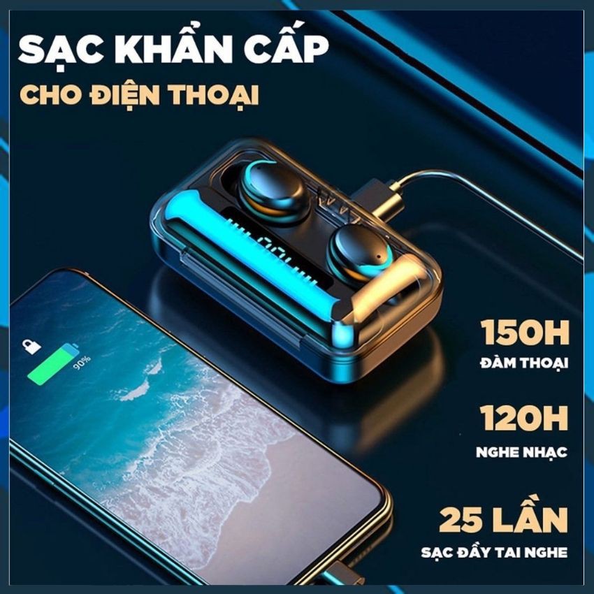 Tai Nghe Không Dây Bluetooth F9 pro 5.0, Tai Nghe Bluetooth TWS , Tai Nghe Bluetooth 5.0 ,Tai Nghe  HUTABI hungzadung