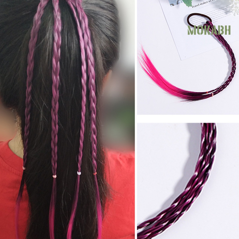 Dây Cột Tóc Đuôi Ngựa Dạng Bện Co Giãn Có Tóc Giả Dài Cho Bé Gái