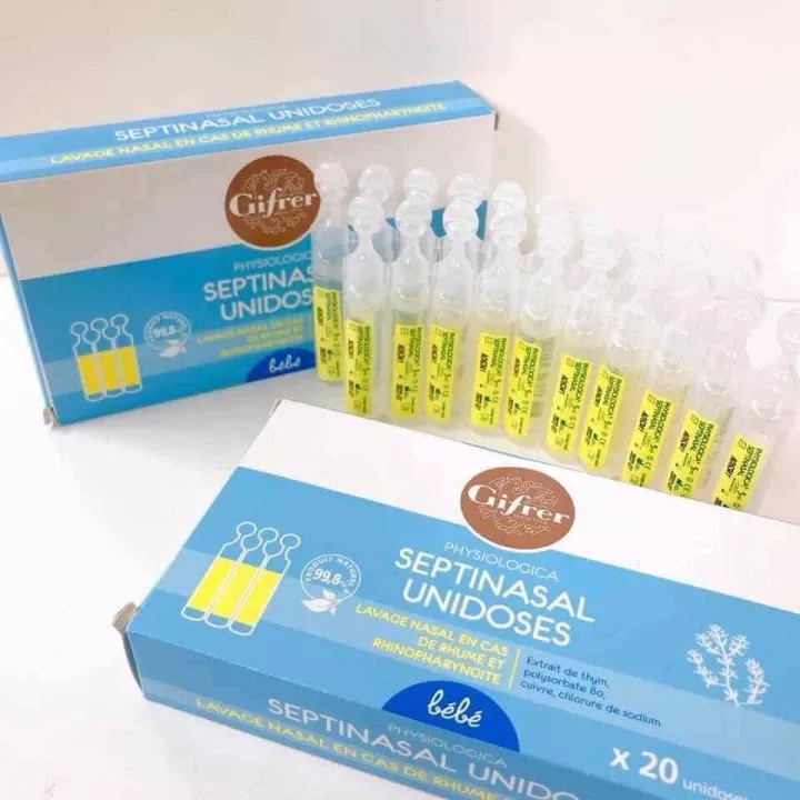 Nước muối sinh lý tép hồng, xanh, vàng Gifrer - Pháp