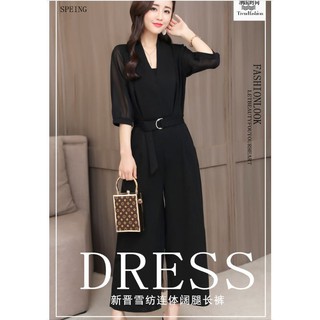 Jumpsuit cổ V tay voan thanh lịch