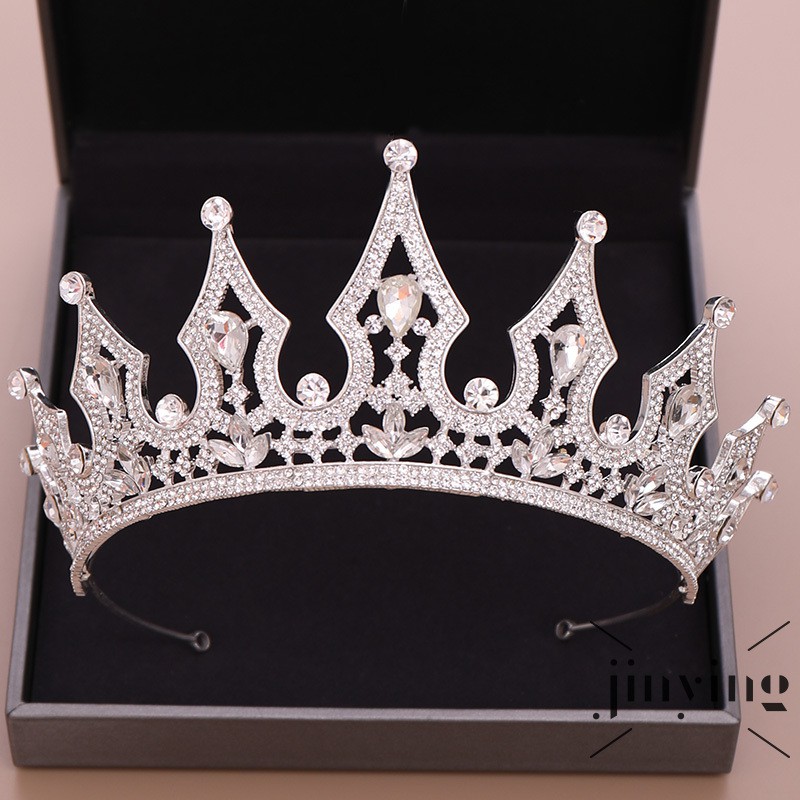 GETNOIVAS Vương miện đính đá màu vàng đồng/ bạc cao cấp sang trọng thời trang