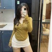 Áo kiểu  túi trước nút cài chất  Len gân NG alohashop91