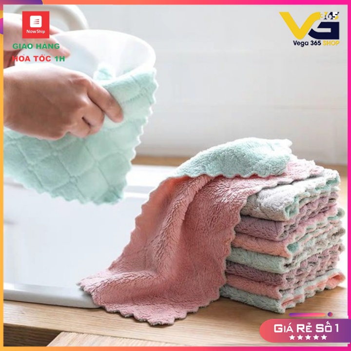 Combo 5 Khăn lau chén bát 2 màu siêu thấm hút mềm mịn