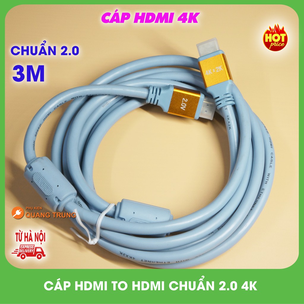 Cáp HDMI chuẩn 2.0 truyền hình ảnh 4K,dài 3m